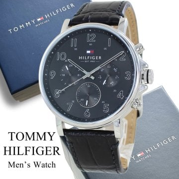 Tommy Hilfiger トミーヒルフィガー 腕時計 手表 メンズ 父の日 日付・曜日 カレンダー クオーツ ブラック レザー敬老の日 1710381 時計 成人 卒業 入学