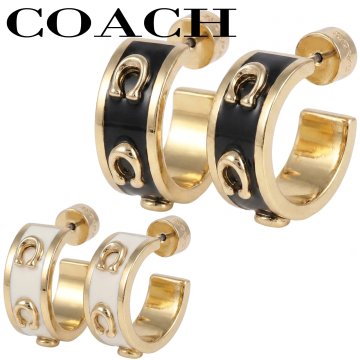 コーチ ピアス シグネチャー エナメル ハギーピアス 女性 レディース ゴールド COACH 選べる2カラー 【448375GLD001 448375GLD100】 ジュエリー アクセサリー 【ラッピング無料 誕生日 お祝い プレゼント ギフト 贈り物】