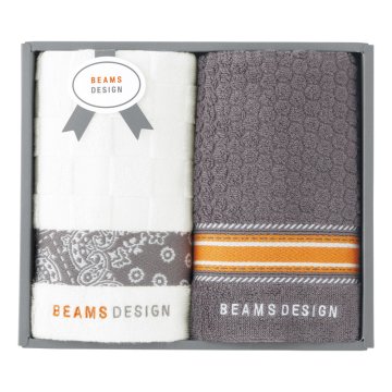 BEAMS DESIGN チェッカーバンダナ フェイスタオル2P グレー  ／タオル 日用品・ヘルスケア 敬老の日 プレゼント ギフト お彼岸 お供え 秋 2026 送料無料 ギフト プレゼント プチギフト 内祝い 快気祝い 出産祝い 結婚祝い 引出物 新築祝い お返し