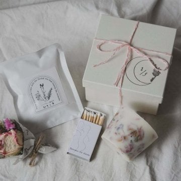 キャンドルとハーブティーのギフトBOX「Chill」アロマキャンドル 八女茶とハーブ ギフトボックス 