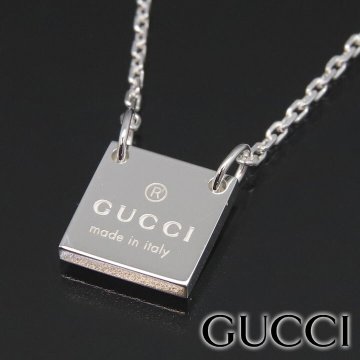グッチ ネックレス GUCCI ペンダント シルバー アクセサリー シルバー925 メンズ レディース スクエア プレート ペンダント 223514-J8400-8106 【ラッピング無料 誕生日 お祝い プレゼント ギフト 贈り物】 送料無料