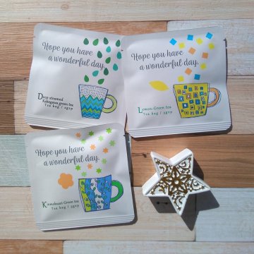 Wonderful Days / Rise and shine.【金木犀×煎茶/れもん緑茶/深蒸し掛川茶】（2P×3種類）【お茶/緑茶/掛川茶/ティーバッグ/感謝/おめでとう/ありがとう/内祝/御礼/御祝/粗品/ご挨拶/引っ越し/退職/転勤/産休/プチギフト/個包装/ギフト/かわいい/景品/ノベルティー/記念品/ワンコイン】
