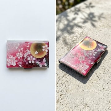 名刺入れ『芽』和柄 和風 カードケース 夜桜 伝統工芸 職人 手作り 名入れ 記念日 誕生日 ギフト 送料無料 和風 ハンドメイド 立体彩色 螺鈿風 20代 40代 50代 プレゼント お祝い 還暦 退職 卒業
