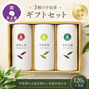 宇治茶ギフト 煎茶 玉露 深蒸し茶 (各120g) 緑茶 お茶セット 宇治茶 宇治煎茶 宇治玉露 日本茶 茶葉 産地直送 宇治田原町 リーフ 贈り物 お取り寄せ ギフト 誕生日 プレゼント 手土産 京都 お盆 お供え 贈答品 贈与品 記念 節目 お祝い 挨拶 お土産 送料無料 お茶ギフト 緑茶ギフト 内祝 2026 (送料込み)