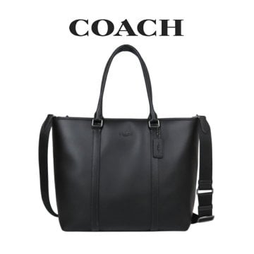 送料無料 コーチ COACH アウトレット 誕生日 メンズ バッグ トートバッグ CBG49 QB/BK(ブラック) ブラック (男性 ギフト シンプル ビジネス 通勤バッグ A4 2way ショルダーバッグ 大容量 レザー 本革 ノートパソコン収納 出張)