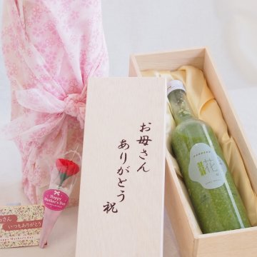 母の日 お母さんありがとう木箱セット 山崎 甘酒ノンアルコール吟醸一糀抹茶入り (愛知県) 500ml 母の日カードとカーネイション付
