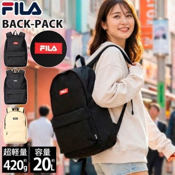 FILA フィラ リュック 大容量 A4 約20L 軽量 レディース メンズ 通勤 通学 女子 女の子 高校生 中学生 リュックサック デイパック バックパック マザーズバッグ スポーツブランド ボックスロゴ 韓国 かわいい おしゃれ ユニセックス 黒 karlas
