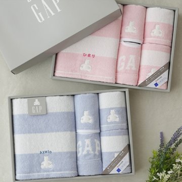 【出産祝い おくるみ】『GAP』ストライプベア ベビータオルギフト(オールアイテム 5Pセット)