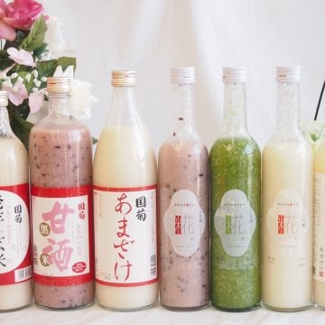 バラエティ国産ノンアルコール豪華甘酒7本セット(山崎 一糀【吟醸・抹茶・古代米500ml×3本】(愛知県)国菊あまざけ、黒米985g×2本、発芽玄米985g(福岡県)奥飛騨甘酒500ml(岐阜県))計7本