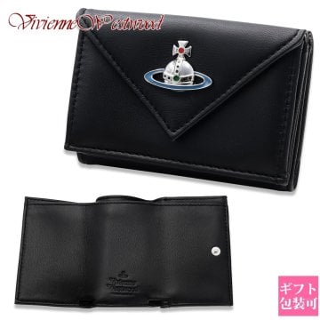 ヴィヴィアンウエストウッド Vivienne Westwood 財布 三つ折り財布 レディース NAPPA ENVELOPE BILLFOLD WITH POCKET オーブ ブラック 黒 5107004GU L001L N403 ナッパレザー 本革 ミニ財布 コンパクトウォレット プレゼント ギフト 正規品