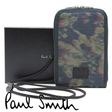 ポールスミス ケース スマホポーチ Paul Smith モバイルポーチ モバイルケース ネック メンズ レディース ネックウォレットケース モバイルポシェット マルチケース モスグリーン ローズ M1A-6870-GDROSE PR 【ラッピング無料 誕生日 お祝い プレゼント ギフト 贈り物】 送料無料
