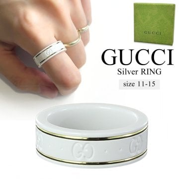 GUCCI グッチ リング 指輪 メンズ レディース ユニセックス 11 13 15号 ホワイト 白 シンプル ロゴ おしゃれ ブランドアクセサリー 誕生日 結婚式 結婚記念日 プレゼント 夫 妻 彼氏 彼女 お祝い ギフト シルバーアクセサリー 成人 卒業 入学