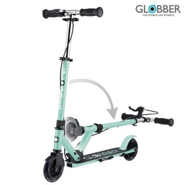 誕生日プレゼント GLOBBER グロッバー フローエレメント ジュニア キックボード キックスクーター 2輪 折りたたみ ハンドブレーキ 高さ調節 125mm 3歳 4歳 5歳 小学生 身長95cm 耐荷重50kg 外遊び 入園祝い ミント フランス 男の子 女の子 お祝い ギフト
