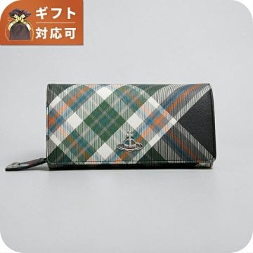 ヴィヴィアンウエストウッド VIVIENNE WESTWOOD CLASSIC LONG WALLET 長財布 51060025-s0012-derby-tartan-green レディース O102