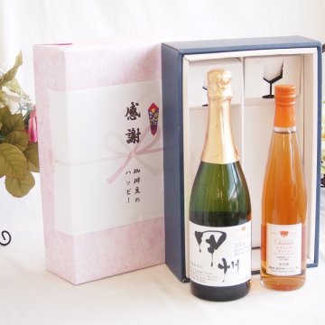 感謝の贈り物ボックス 穂坂甲州種ぶどう100%辛口スパークリングワインと国産ワインセット(シャンモリ デラウエア オレンジワインやや甘口(山梨県)500mlシャンモリ柑橘香 穂坂甲州スパークリングワイン(山梨県)750ml