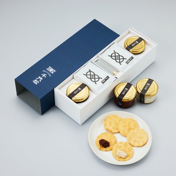 【新感覚】クリームチーズとあんバターのディップせんべい（紺）