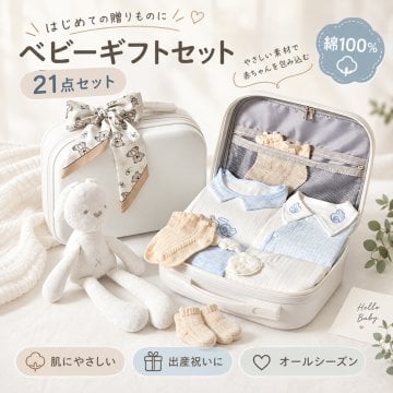 ベビーギフトセット 21点セット 出産祝い 新生児 オールシーズン 綿100％ 肌着 ベビー服 赤ちゃん スタイ おくるみ 帽子 ミトン ベビー用品 赤ちゃん 出産準備 男の子 女の子 プレゼント ギフトボックス 靴下ソックス ギフト
