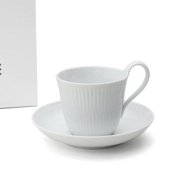 ロイヤルコペンハーゲン 2408 ホワイトフルーテッドプレイン 092 ティーカップ＆ソーサー ハイハンドル ギフト 結婚祝い プレゼント 贈り物 食器 ロイヤル コペンハーゲン