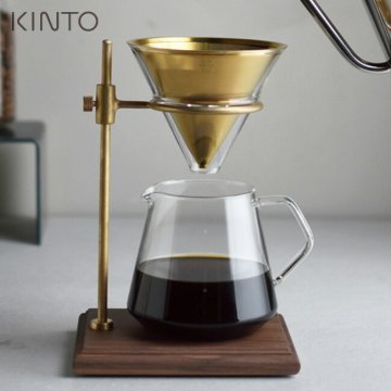 KINTO キントー SCS-S02 ブリューワースタンドセット 4cups 27591[コーヒードリッパー セット コーヒードリップポット コーヒー ドリップ スタンド 器具 ギフト 道具 ガラス 真鍮 木製 フィルター不要 コーヒーサーバーセット]