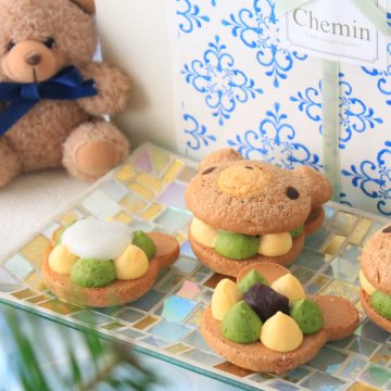 テディパフィー　グリーンハーモニー　Teddy Puffy　6個　9個　12個　ギフト　お返し　かわいい　お中元　お歳暮　誕生日　お祝い　内祝い　出産祝い　結婚祝い　入学祝い　入園祝い　七五三　抹茶　和　ブッセ