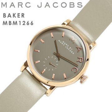 MARC BY MARC JACOBS マークバイマークジェイコブス 腕時計 Baker ベイカー グレー ピンクゴールド レザーベルト 牛革 おしゃれ MBM1266