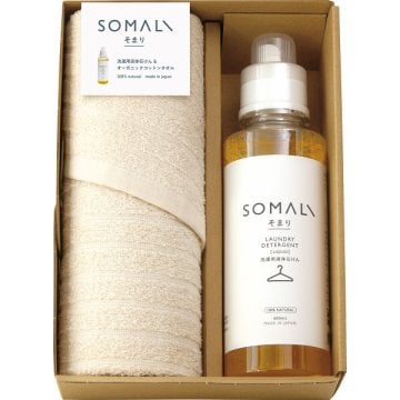 【直送】そまり SOMALI 洗濯用液体石けんとタオルのセット [26-0495-035] 73241 洗濯洗剤 液体石けん オーガニックコットン フェイスタオル 敏感肌 赤ちゃん 安心 日本製 ギフト 内祝い 出産祝い 結婚祝い 快気祝い プレゼント