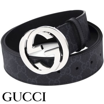 グッチ ベルト GUCCI Gバックル GGスプリームキャンバス メンズベルト ブラック×グレー 411924-KGDHX-8449 【ラッピング無料 誕生日 お祝い プレゼント ギフト 贈り物】 送料無料