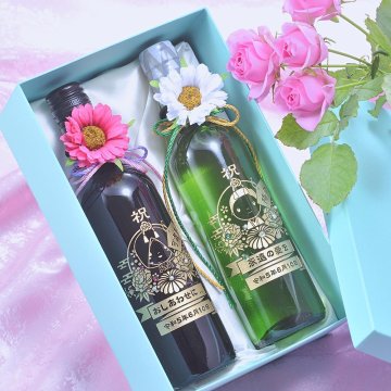 名入れ ウエディングギフト SXX 酒セット 結婚祝い 紅白 ウェディング 和装デザイン ワイン 赤 白 375ml 2点セット 紐リボン・コサージュ付 布張りBOX入り