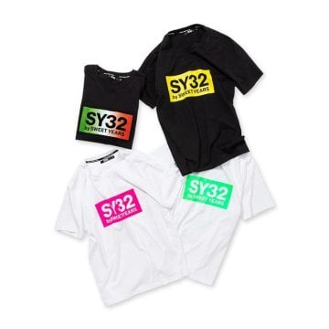 Tシャツ 新作 SY32 by sweet years tシャツ 12039J FLASH COLOR BOX LOGO TEE 半袖 クロスロゴ バックプリント メンズ レディース