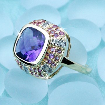 指輪 /アメジスト＆ピンクトルマリン＆ダイヤモンド クラシカルリング / 14KYG 【ダイヤ/】【指輪/Ring】  母の日 誕生日 プレゼント 女友達 ギフト  結婚記念日 【送料無料】【2月 誕生石】