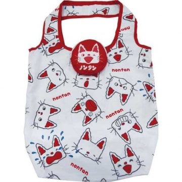 ノンタン エコバッグ にんにん ホワイト レッド NT-8977 折りたたみ コンパクト マチ広 キャラクター グッズ 買い物袋 トートバッグ 洗える 軽量 かばん 鞄 おしゃれ プレゼント ギフト 絵本 人気