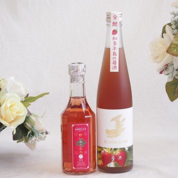 いちごリキュール2本セット(神楽酒造野いちごの恋25度(宮崎県) 盛田金しゃち酒造金鯱 知多半島の苺酒10度(愛知県)) 300ml×1本 500ml×1本