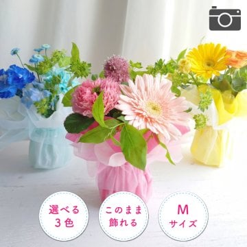 【花瓶いらずのミニブーケ】【選べる3色】【Mサイズ】【クール便】そのまま飾れる 到着日指定可 最短翌日お届け スタンドブーケ スタンディングブーケ | 敬老の日 誕生日 結婚祝い 出産祝い 還暦祝い 退職祝い 結婚記念日 引っ越し祝い 新築祝い 産休祝い 開業・開店祝い 記念日 開店祝い 周年祝い ペットのお悔やみ お悔やみ