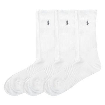 ポロ ラルフローレン POLO RALPH LAUREN リブ クルー ソックス 3足セット カジュアル スポーツ 靴下 821063PK 100 メンズ ホワイト