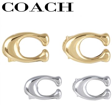 コーチ ピアス シグネチャー 女性 レディース ゴールド シルバー COACH 選べる2カラー 【369816GLD710 369816RHO030】 ジュエリー アクセサリー 【ラッピング無料 誕生日 お祝い プレゼント ギフト 贈り物】