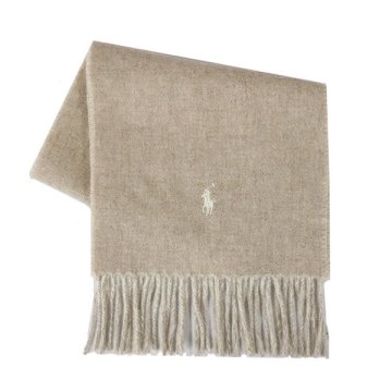 POLO RALPH LAUREN ポロラルフローレン マフラー PC0455-027 リバーシブル 同色刺繍ロゴ taupe winter cream ベージュ