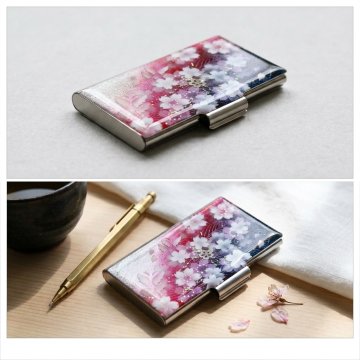 名刺入れ『間』和柄 和風 カードケース 夜桜 伝統工芸 職人 手作り 名入れ 記念日 誕生日 ギフト 送料無料 和風 ハンドメイド 立体彩色 螺鈿風 20代 40代 50代 プレゼント お祝い 還暦 退職 卒業