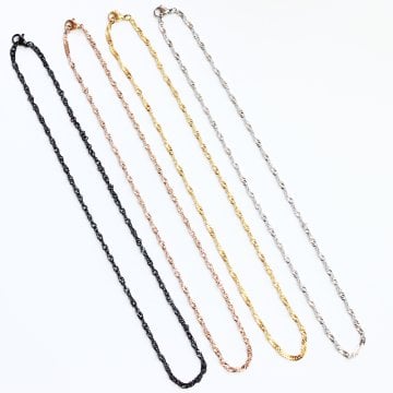 【選べる長さ】 ステンレス ネックレス チェーン 金属アレルギー対応 3mmスクリュー (シルバーピンクゴールドゴールドブラック)(35－60)選べるケース付 安い 高品質 ネックレスチェーン 就職祝い 成人祝い 実用ギフト ジーラブ