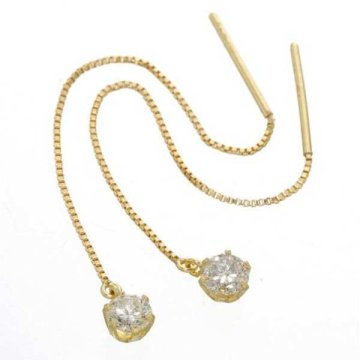 ピアス レディース K18 18金 0.3ct ダイヤモンド チェーンピアス イエローゴールド 揺れる 華奢 上品 ダイヤ ロングピアス 記念日 ギフト プレゼント