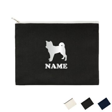 「柴犬」名入れフラットポーチ/小物入れ メンズ レディース 卒部祝い 父の日プレゼント お揃い オーダーメイド 愛犬 シルエット 記念品 誕生日 プレゼント 犬種 ネームプリント お名前入れ 母の日 オフ会【flpl】大会 景品 参加賞 ピクトグラム