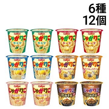【 送料無料 】 カルビー じゃがりこ 6種 × 2個 計12個 食べ比べ 詰め合わせ アソート セット まとめ買い ( サラダ チーズ じゃがバター 九州しょうゆ たらこバター 肉みそ )