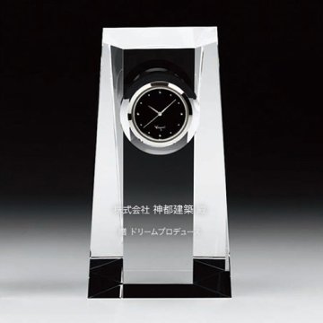 KAGAMI カガミクリスタル オプティカルクロック Q428 単品 名入れ彫刻代込み 記念品 受賞記念 プレゼント お祝い 名前 刻印 トロフィー ホールインワン カガミ 法人記念品 周年記念 永年勤続 時計 クリスタル 光学ガラス シンプル クロック