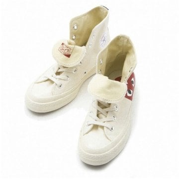 コムデギャルソン COMME des GARCONS AZ-K112 コンバースコラボハイカットスニーカー ミルク ホワイト レディース メンズ ユニセックス Play ハート レディース メンス オールスター キャンバス CONVERSE 限定品 白 ホワイト おしゃれ 40代 ブランド シンプル 歩きやすい