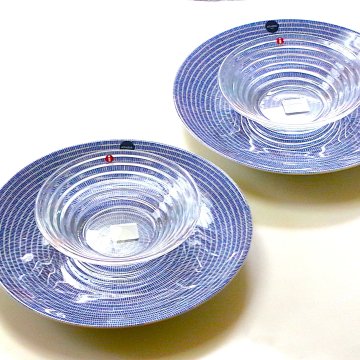 北欧ブランド食器セット　アラビアARABIA　アラビア24h  アベックブルー、イッタラiittala アイノアアルト　ボウル　クリア　4枚セット【御結婚御祝・内祝・新築御祝・還暦御祝・御礼・寿・ギフト包装可能】