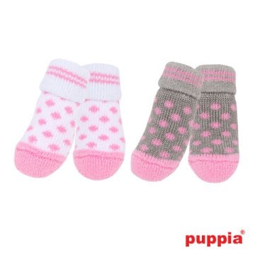 犬用靴下 PUPPIA ドッグソックス ポルカドット 滑り止めゴム付き ( 小型犬 中型犬サイズ ) 犬服 犬の服 パピア POLKA DOT