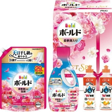 夏の贈り物お中元 ボールド液体洗剤ギフトセット P&G 除菌ジョイコンパクトオレンジの香り(170ml)×2、ボールドジェル華やかプレミアムブロッサムの香り詰替用超特大サイズ（690g）・ボールドジェル華やかプレミアムブロッサムの香り（680g）×各1
