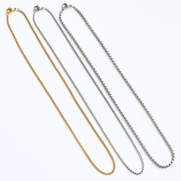 【ネックレスギフト】 ステンレス ネックレス チェーン 金属アレルギー対応 2mm ラウンドベネチアン (シルバー ゴールド) 61cmー80cm 選べるケース付 メンズ レディース 安い 高品質 ネックレスチェーン 就職祝い 成人祝い 実用ギフト ジーラブ