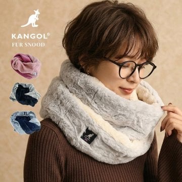 ふわふわ ファースヌード KANGOL カンゴール ファー マフラー レディース かわいい 女の子 女性用 おしゃれ シンプル カジュアル 普段使い ファー 異素材 冬 秋 防寒 自転車 クリスマスプレゼント 首 筒状 レディースマフラー ファー小物