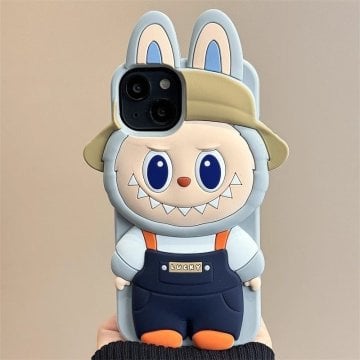 ラブブ スマホケース iPhoneケース かわいい 立体パーツ付き カートゥーン風 ソフトケース 落下防止 耐衝撃 多機種対応 キャラクター風 デコケース ガーリー スマホアクセサリー プレゼント