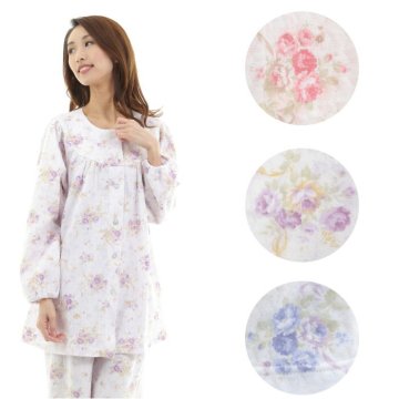日本製！和歌山県の自社工場で作っています。レディース パジャマ 【花柄】 【春・秋・冬】 ピンク・パープル・サックス S・M・L・LL ソフトキルト ルームウェア ナイトウェア